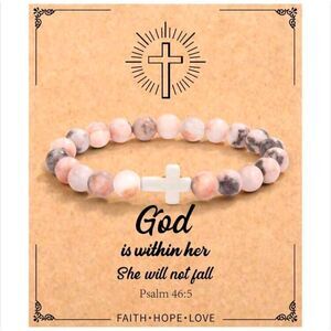 2/$21 Pink Faith Beaded Bracelet - Religious Bracelet